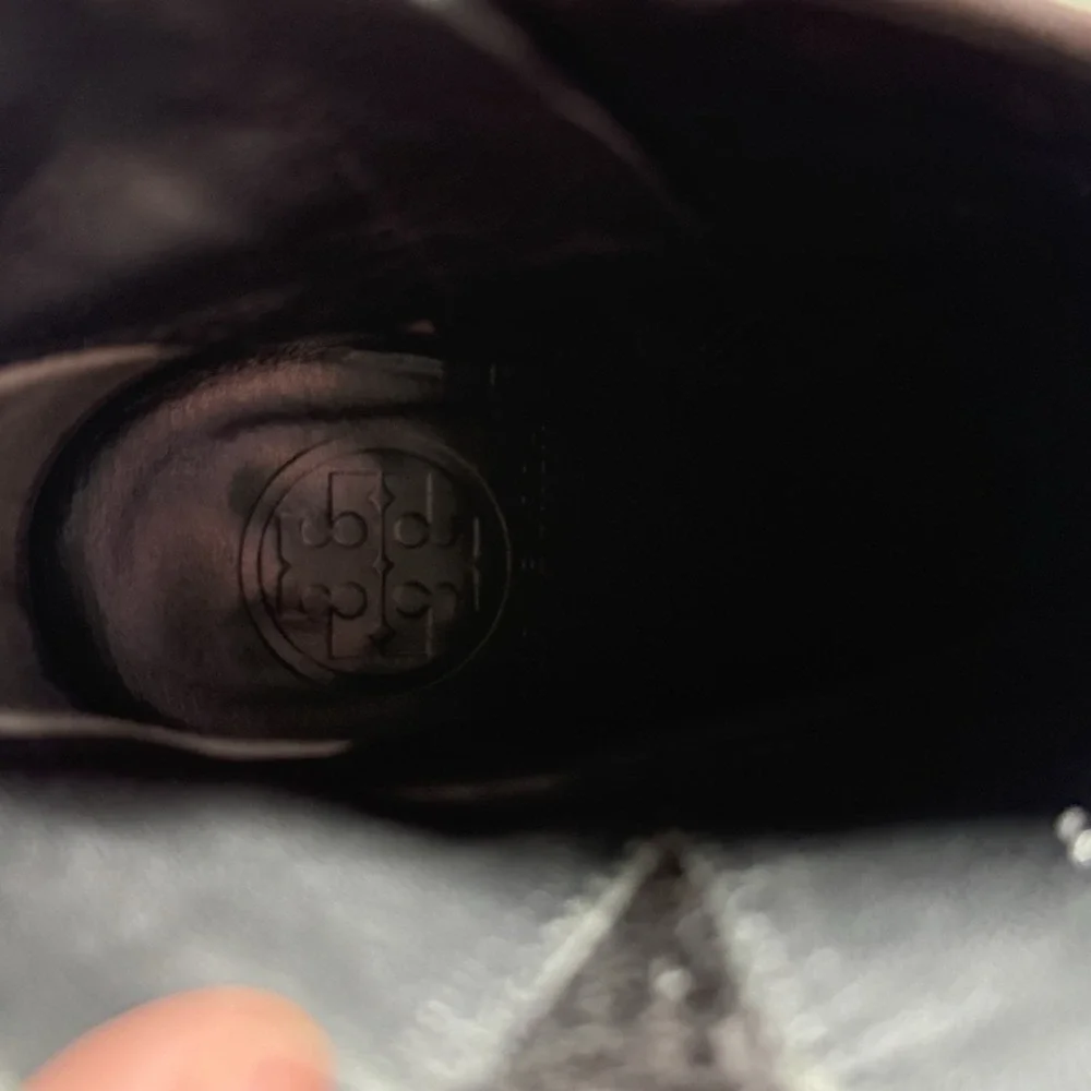 Tory Burch Landers Bootie Black Leather Studded Ankle Boots‎ Chunky Heel Size 7